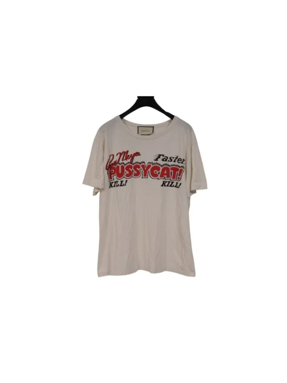 Gucci Mens Russ Meyer Faster Pussycat T Shirt Size Medium Beige Red Short Sleeve